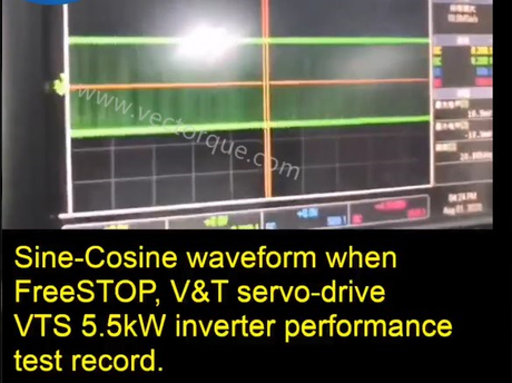 Forma de onda de coseno sine cuando Freestop, V & T servo drive vts 5 5kw Registro de pruebas de rendimiento del inversor